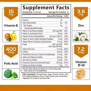 Özel Marka <span class=keywords><strong>Multivitamin</strong></span> Jelibonları Çoklu Vitamin A,B,C,D,E Bağışıklık Enerji Desteği Genel Sağlık İçin - Product Image 2