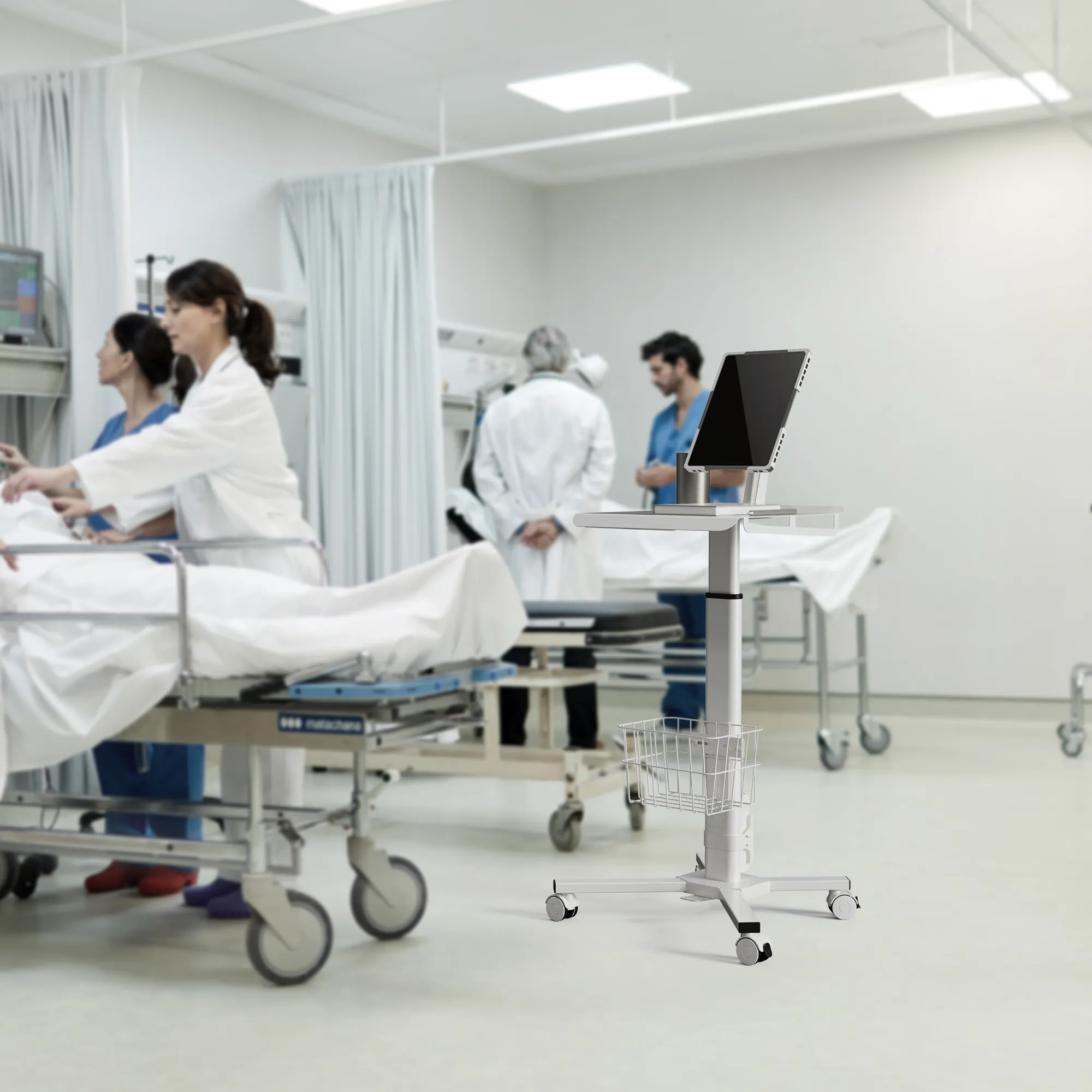 Alles in einem Arbeitsplatz Höhen verstellbarer mobiler medizinischer Laptop wagen Tablet VESA Krankenhaus wagen für Zahnkliniken