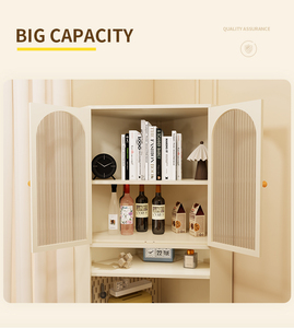 Modern <strong>Corner</strong> <strong>Storage</strong> <strong>Unit</strong> with Stable Construction, Arched Glass Doors and Open Shelves for Durable Home Organization - Product Image 3