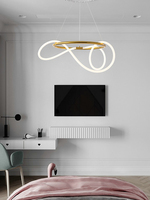 Lustres minimalistes en acier inoxydable avec bande LED néon, lampes suspendues tendance noir/or, décoration de salon