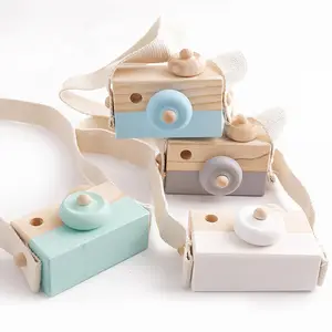 Laten We 1Pc Houten Baby Speelgoed Fashion Camera Hanger Montessori Speelgoed Voor Kinderen Houten Diy Presenteert Verpleging Gift baby Blok