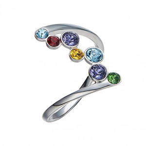 Anello alla Moda Q030 con Zirconia Cubica Sintetica, Gemme Rotonde con Incastonatura a Griffe, Gioiello Unisex da Regalo - Product Image 3