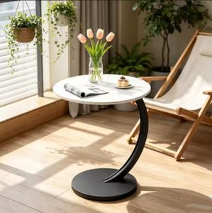 <span class=keywords><strong>Tavolino</strong></span> da Caffè Rotondo Mini Retrò Estensibile <span class=keywords><strong>e</strong></span> Convertibile con Struttura in Metallo <span class=keywords><strong>e</strong></span> Piano in Legno Massello per Soggiorno <span class=keywords><strong>e</strong></span> Sala da Pranzo in Case Piccole - Product Image 1