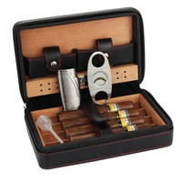 Humidor de Voyage Personnalisé en Bois et Cuir PU pour Cigares