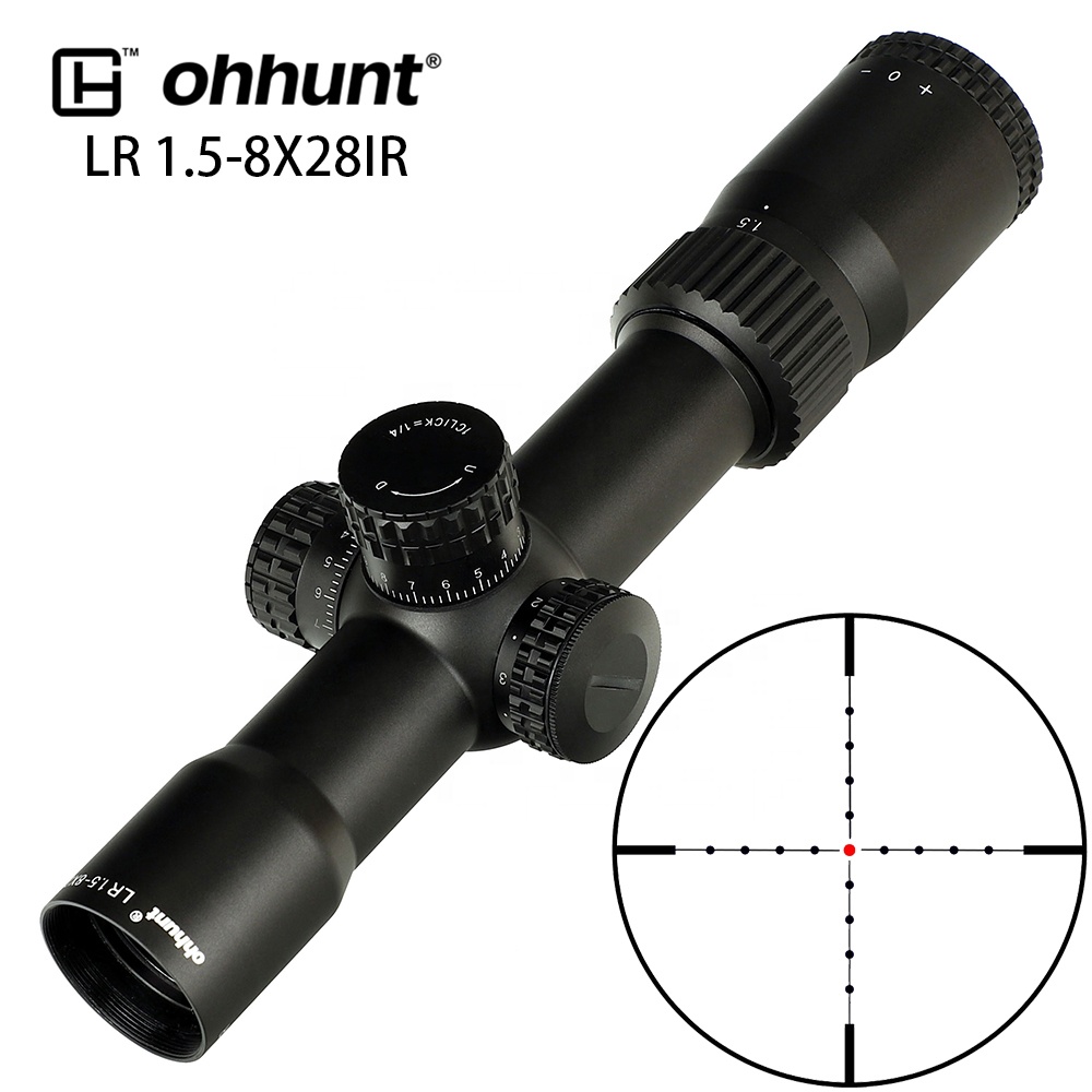 Ohhunt LR 1,5-8X28 ИК компактный охотничий прицел с травленой сеткой, красный световой замок, тактический прицел