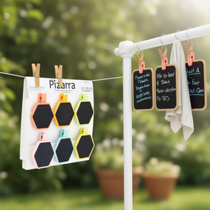Épingles à linge en bois Ilan avec tableau noir, hexagonales de 3,5 cm, lot de 6 pour notes et organisation - Product Image 2
