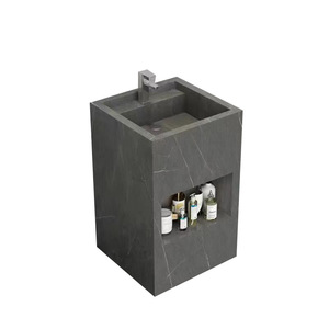 Lavabo Cuadrado de <span class=keywords><strong>Piedra</strong></span> Sinterizada para Baño de Hotel, Diseño Moderno y Minimalista, <span class=keywords><strong>Encimera</strong></span> Integrada Todo en Uno - Product Image 5