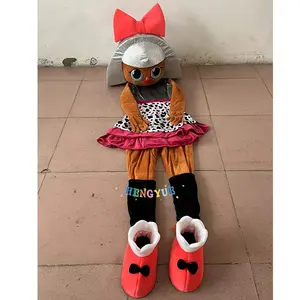 African Skin Lol Girl Doll Mascot Custom Movie Character Cartoon Mascot Costume For Party