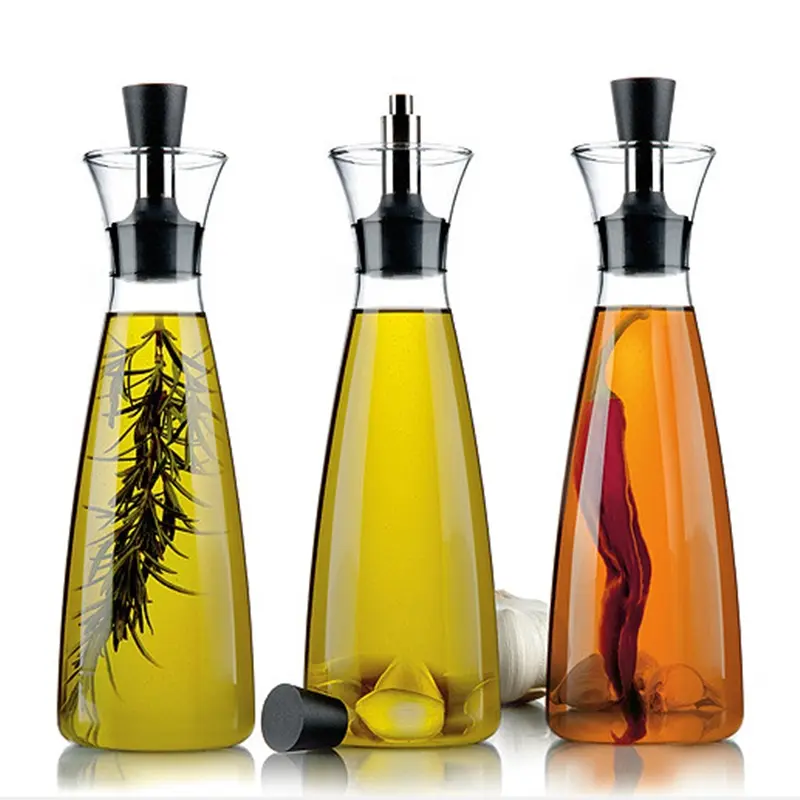 Garrafa de vinagre de vidro para cozinha, garrafa de vidro para aromatização caseira de 350ml e 500ml