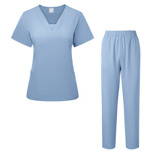 Women Scrub Sets V Neck Short Sleeve Uniforms With Pants Moisture Wicking Hospital Workwear For Nurses Doctors Grooming Salon - Product Image 5
