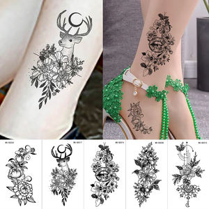 30 Uds negro pequeño tatuaje temporal flores pegatinas <span class=keywords><strong>para</strong></span> hombres <span class=keywords><strong>mujeres</strong></span> impermeable mariposa flor falso tatuaje pegatinas <span class=keywords><strong>para</strong></span> mano cuerpo - Product Image 5