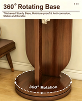 Miroir sur pied en bois rotatif à 360°, style Art Déco, avec cadre en bois, double fonction, porte-manteau et miroir pour salons et chambres