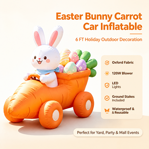 <strong>Easter</strong> Inflatable Bunny Driving Carrot Car with <strong>Eggs</strong> - Product Image 3
