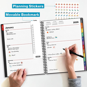 Agenda 2026 con Calendario Grande, <span class=keywords><strong>Etichette</strong></span> Colorate, Include Quaderno per Pianificazione, Adesivi Gratuiti, Organizzatore per Programmi Giornalieri - Product Image 4