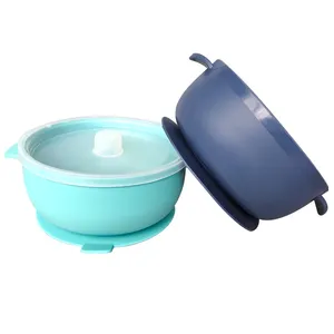 Nuovo Eco-Friendly Food Grade Sicuro di Aspirazione In Silicone Per Bambini Del Bambino Ciotola Con Coperchio