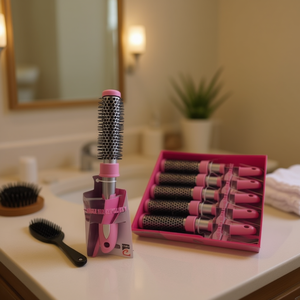 Set di 12 bigodini per capelli MNJ con manici rosa per lo styling e l'arricciatura - Product Image 3