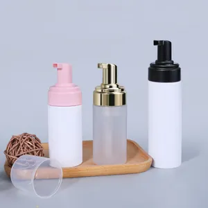 Botella de plástico vacía de 100ml, 150ml, 200ml, bomba de espuma con jabón cosmético transparente dorado