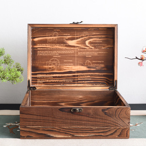 Caja de almacenamiento de madera rectangular con cerradura y acabado vintage para joyas y coleccionables - Product Image 3