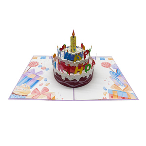 Tarjeta de Cumpleaños 3D Pop-Up con Diseño de Pastel, Hecha a Mano, Impresión Offset, Tamaño Libre, Artesanía Vietnamita, Papel Artístico, Superventas, Personalizable - Product Image 2