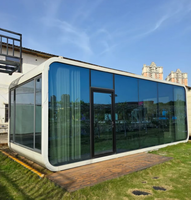 Cabane mobile moderne en verre de grande taille à faible coût, type « maison pomme », pour camping extérieur, cabane « pomme », maison modulaire pour complexe touristique panoramique