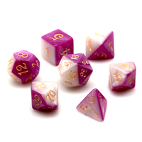 Jeu de dés polyédriques personnalisés avec logo pour Dungeons & Dragons RPG, dés en acrylique de couleur rose et blanc mélangés