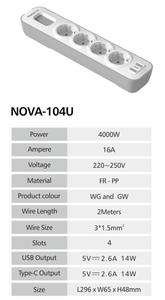 2026 NOVA Series EU 16A 4000W <b>Power</b> Strip Overload & Surge Dual Protector Fire Prevention Shell for Home Office Use - Product Image 4