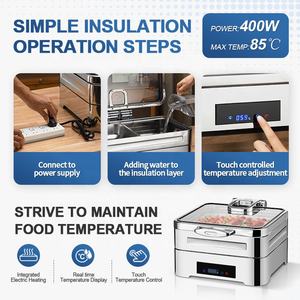 طقم بوفيه أطباق ذهبية اللون حسب الطلب ، موقد تسخين إلكتروني للطعام من الفولاذ المقاوم للصدأ - Product Image 4