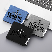 Dompet ramping banyak Slot pria, dompet gaya baru, penyimpan kartu kredit ID desain cetak Yesus