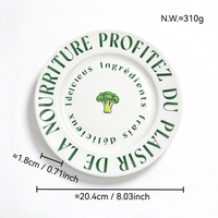 Assiette en céramique rétro française à motif végétal, 8 pouces, populaire sur Instagram, pour plats occidentaux, salades et desserts, personnalisable