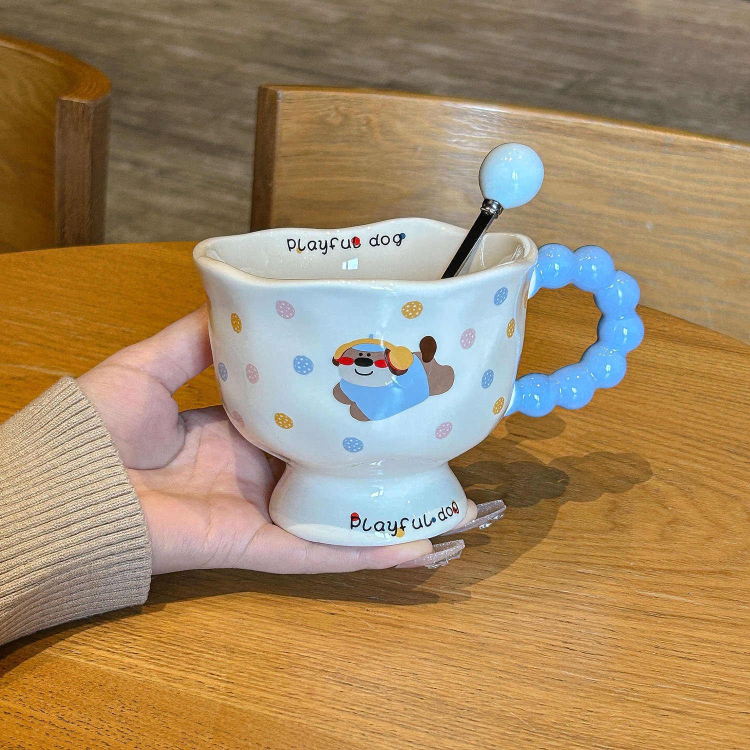 สีฟ้า - ช้อนถ้วยเดี่ยว