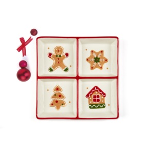 Piatto di Servizio in Ceramica Excelsa 20x20 Cm, Design Multicolore a Forma di Pan di Zenzero, Stoviglie per Feste - Product Image 3