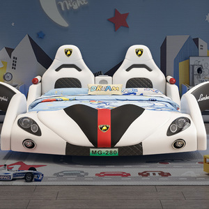 Dessin animé voiture de sport conception course garde-corps <span class=keywords><strong>lit</strong></span> simple enfants voiture <span class=keywords><strong>lit</strong></span> meubles pour garçon chambre <span class=keywords><strong>lit</strong></span> ensemble - Product Image 2