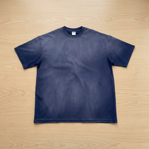Camiseta de Manga Corta para Hombre, Cuello Redondo, Color Azul Marino Sólido, 100% Algodón, Corte Regular, Diseño Liso de Punto Jersey - Product Image 4