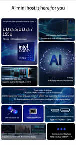 Máy tính để bàn PC hệ điều hành kép Mini PC Intel 14th Gen Ultra 5 hình thức nhỏ Máy tính để bàn | Ubuntu Linux + win11 Pro | chúng tôi cắm điện nhà & văn phòng - Product Image 6