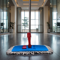 Cadre de vadrouille plat de style européen avec manche en aluminium poignée en plastique pliante tête en tissu de coton pour le nettoyage et le dépoussiérage