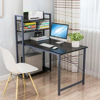 Bureau d'étude moderne avec cadre en métal robuste, étagères de rangement à 3 niveaux, réglable, portable, extensible, convertible, bureau à domicile, ordinateur
