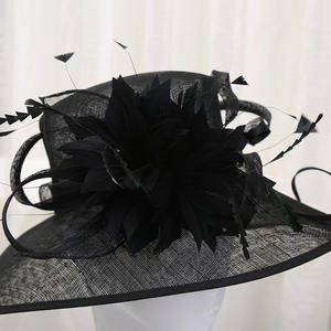 Chapeau de style européen, <span class=keywords><strong>chic</strong></span>, pour <span class=keywords><strong>femme</strong></span>, à large bord, idéale pour une fête de mariage, collection - Product Image 2