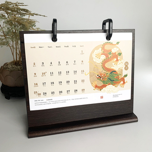 Tùy Chỉnh Gỗ Bàn Lịch Đứng Phổ Biến Tự Làm Máy Tính Để Bàn Bảng Với Giấy OPP Túi Cmyk Cơ Sở Cho In Xoắn Ốc Bàn Lịch - Product Image 1