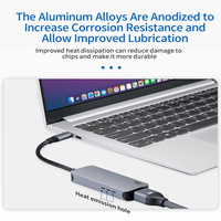 Adaptador Hub USB-C 8 en 1 con Salida de CC y Protección OTP para Laptop y Teléfono Móvil, Hub USB-C de 3 Puertos de Super Velocidad