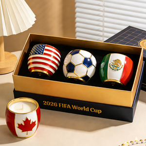 ชุดเทียนธีมฟุตบอลสำหรับงานเลี้ยงชม<span class=keywords><strong>ฟุตบอล</strong></span>โลก 2026 ลายธงชาติและลูกฟุตบอล ของตกแต่งคืนเกมส์ ของชำร่วยสำหรับแขก - Product Image 1
