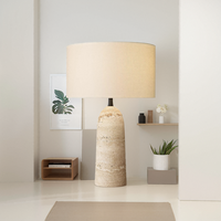 Lampe de table en travertin jaune naturel Wabi Sabi, style nordique moderne minimaliste, lumière d'ambiance pour hôtel, salon, chambre, villa