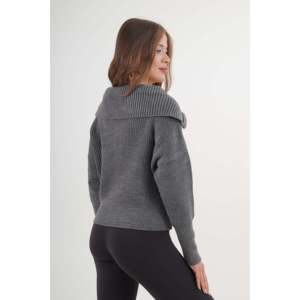 Cárdigan de punto antracita para mujer con cuello con cremallera, estilo casual, antipilling, a la moda y sencillo. - Product Image 1