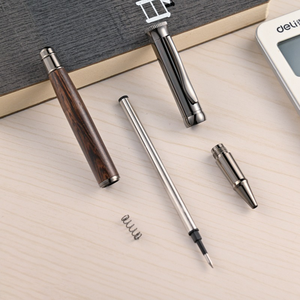 Usine Nouveau Stylo à Bille de Luxe en Bois de Métal Argenté de Haute Qualité avec Logo Personnalisé Fabriqué avec la Conception de Stylo à Rouleau en Bois de Santal en Palissandre - Product Image 4