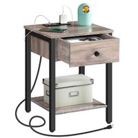 Table de chevet en gros avec station de charge, table de chevet avec ports USB, armoire de chevet avec prises de courant pour chambre à coucher