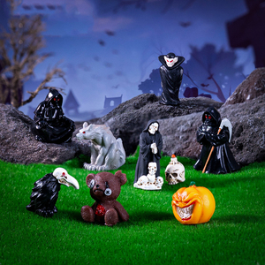 Figuras de Dios de la <span class=keywords><strong>muerte</strong></span> <span class=keywords><strong>en</strong></span> miniatura para decoración de Halloween, adornos de fantasma de calabaza de resina para manualidades de bonsái de pueblo para fiesta de Halloween DIY - Product Image 3