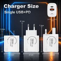 Chargeur USB C PD 38W avec prise EU/US/UK, 2 ports, charge rapide, adaptateur pour téléphone portable Type C, chargeur super rapide 38W USB-C+USB-A