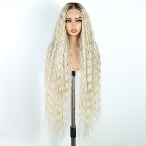 Pelucas de Cabello Sintético con Frente de Encaje HD Pre-Arrancado, Resistentes al Calor, Fibra Futura, Sin Llama, Cabello Largo, Peluca Sintética Futura con Frente de Encaje - Product Image 1
