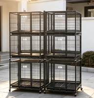 Cage à chien empilable à deux niveaux, solide et simple, compartiments indépendants, porte à verrouillage sécurisé, roulettes universelles, plateau amovible