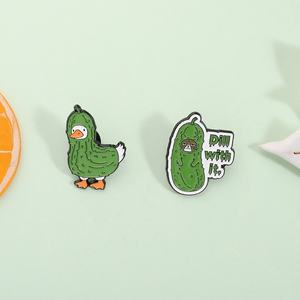 Broche de animales y plantas bonitos, diseño de pepino amargo y pato, pintado, para insignias de boda, accesorios de ropa, pin de cuello, venta al por mayor - Product Image 3