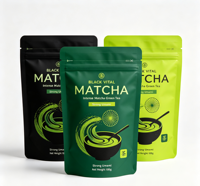 Sachet Doypack en aluminium pour Matcha avec incision de déchirement, pochette étanche à fermeture éclair pour emballage de poudre, sacs plastiques personnalisables avec ligne de déchirement